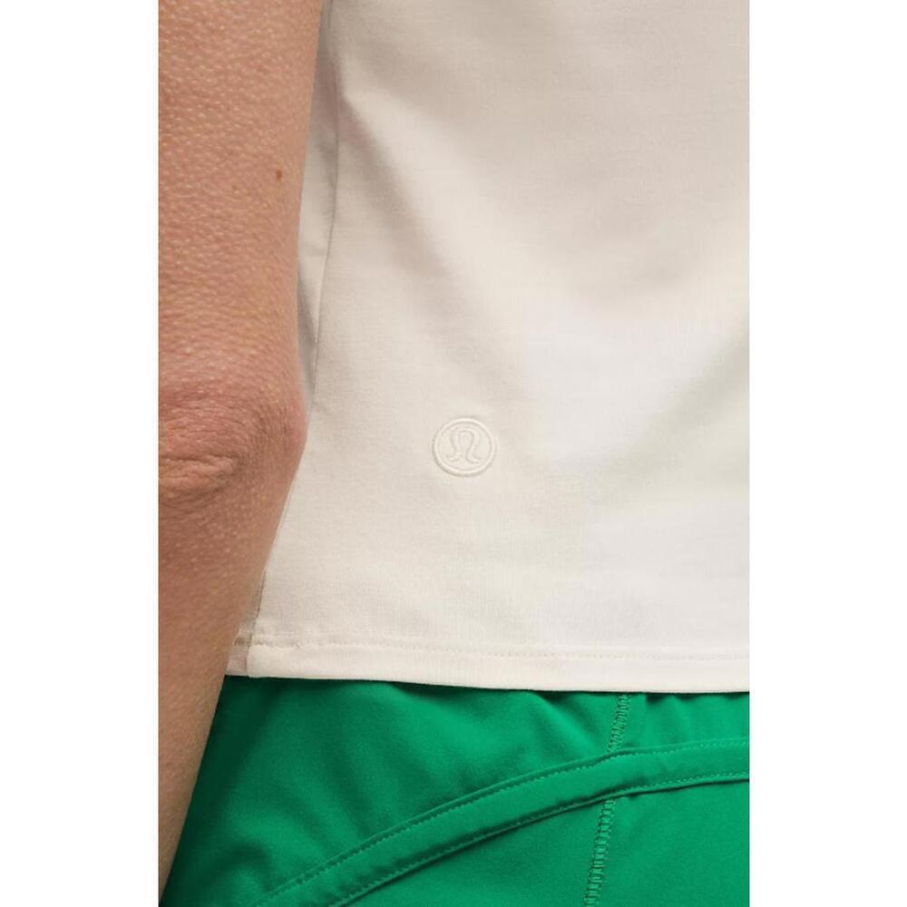 NWT Lululemon Organic Cotton High-Neck Ringer Tee Light Ivory/Raceway Green Sz L - Picture 7 of 7